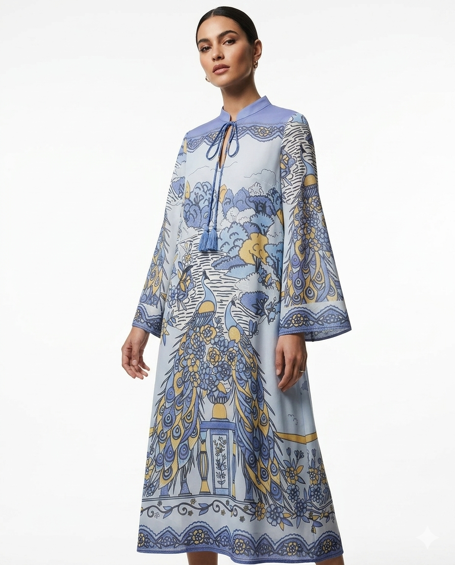 Peacock Chiffon Boho Dress