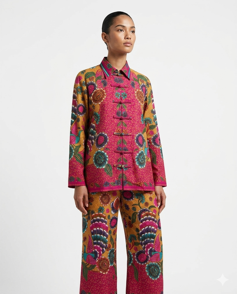 Peacock Chiffon Mandarin