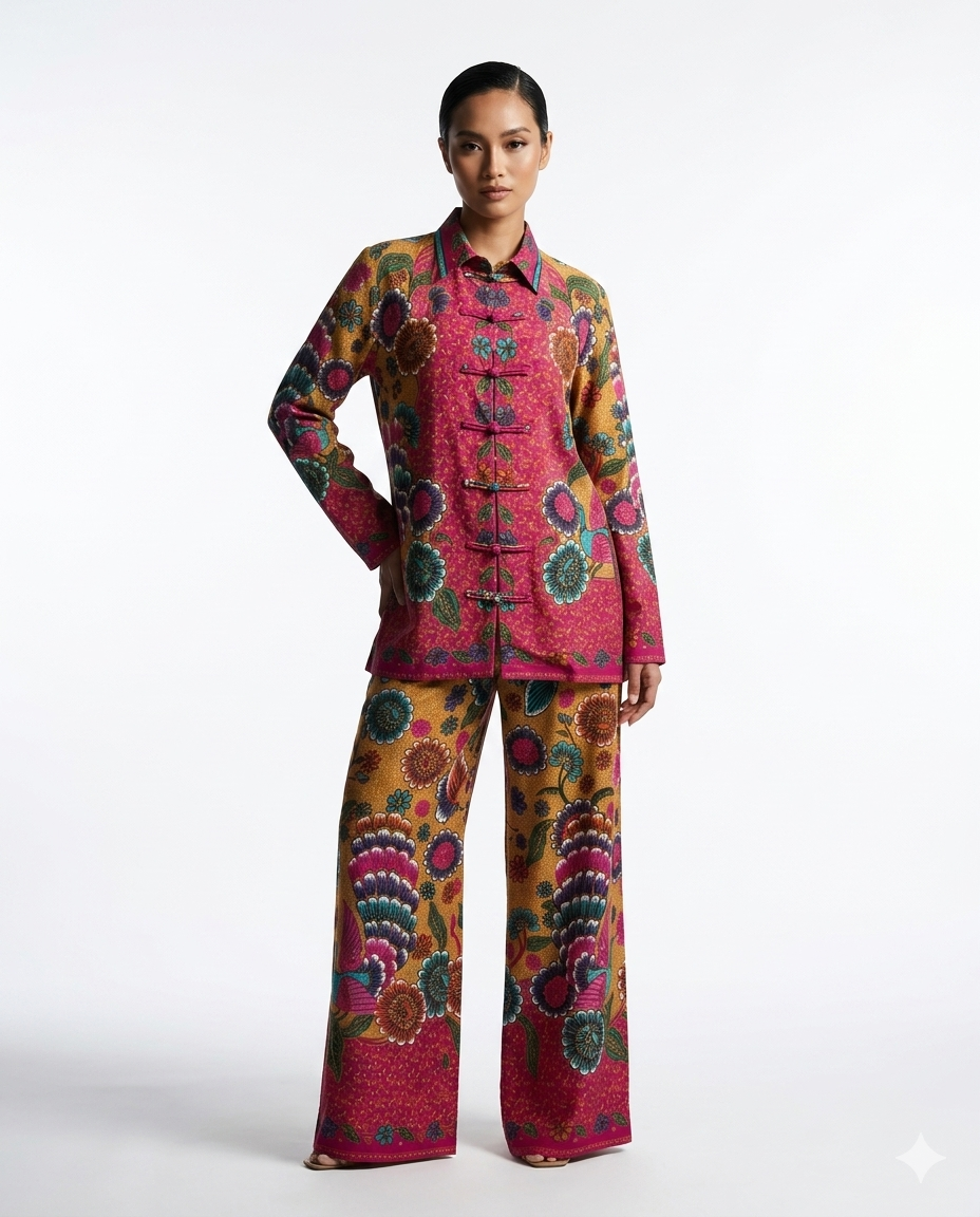 Peacock Chiffon Mandarin