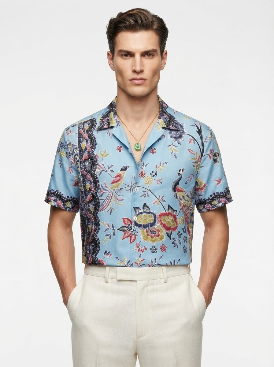 Peacock Shirt With Pleated Back