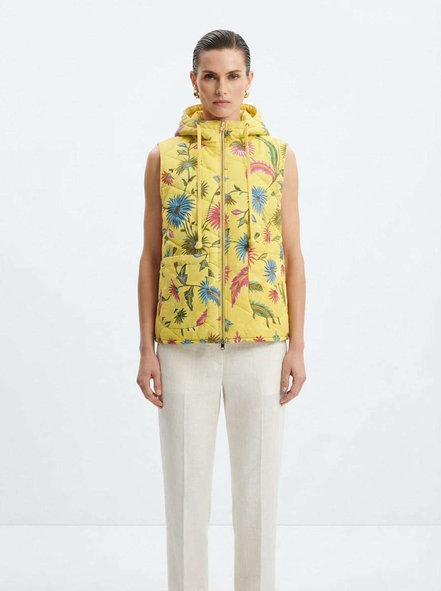 Botanical Sleeveless Hoodie Jacket