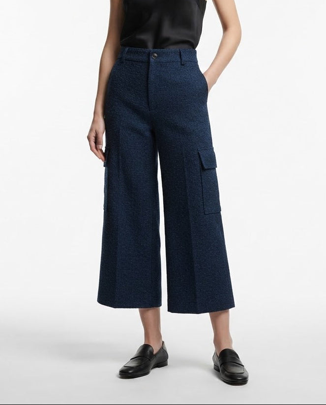 Croped Cargo Indigo Stone Pants