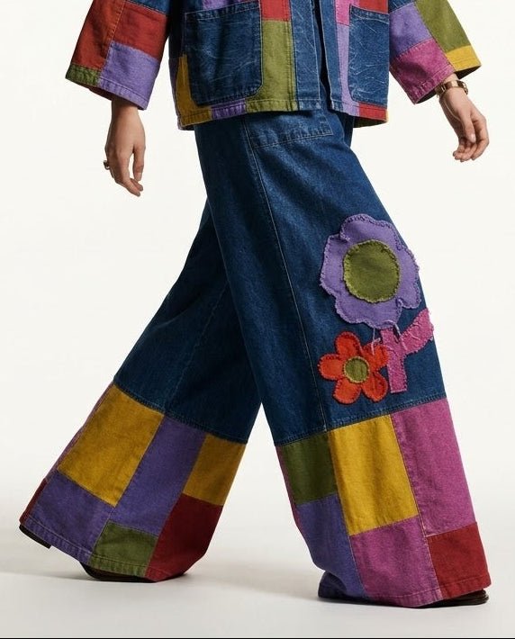 Artisan Patchwork Wide Pants - SIAM TEXTILE