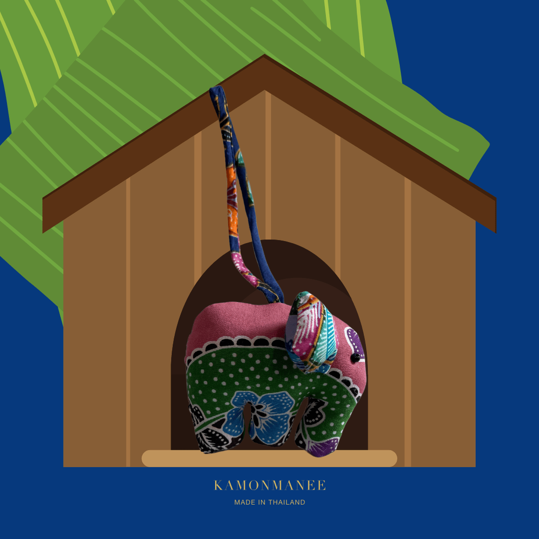 Batik Elephant Charm with String - KAMONMANEE