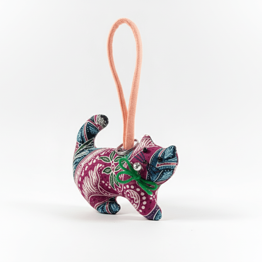 Batik Fat Cat Charm with String - KAMONMANEE
