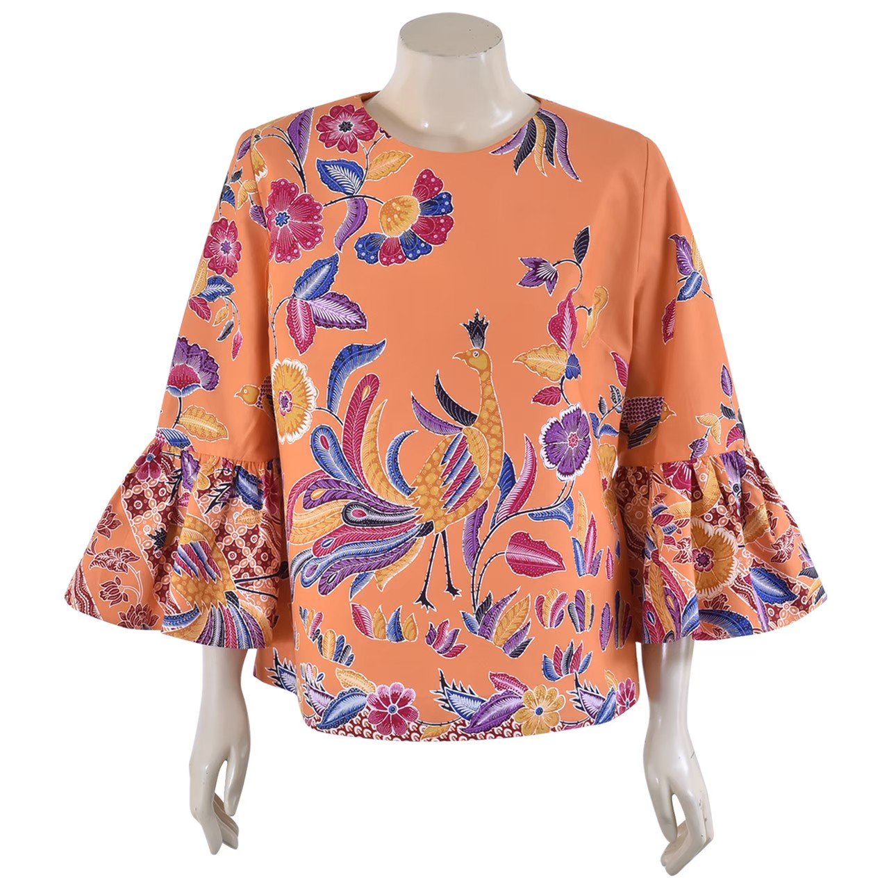 Batik Flounce Peacock Blouse - SOUTH FABRIC