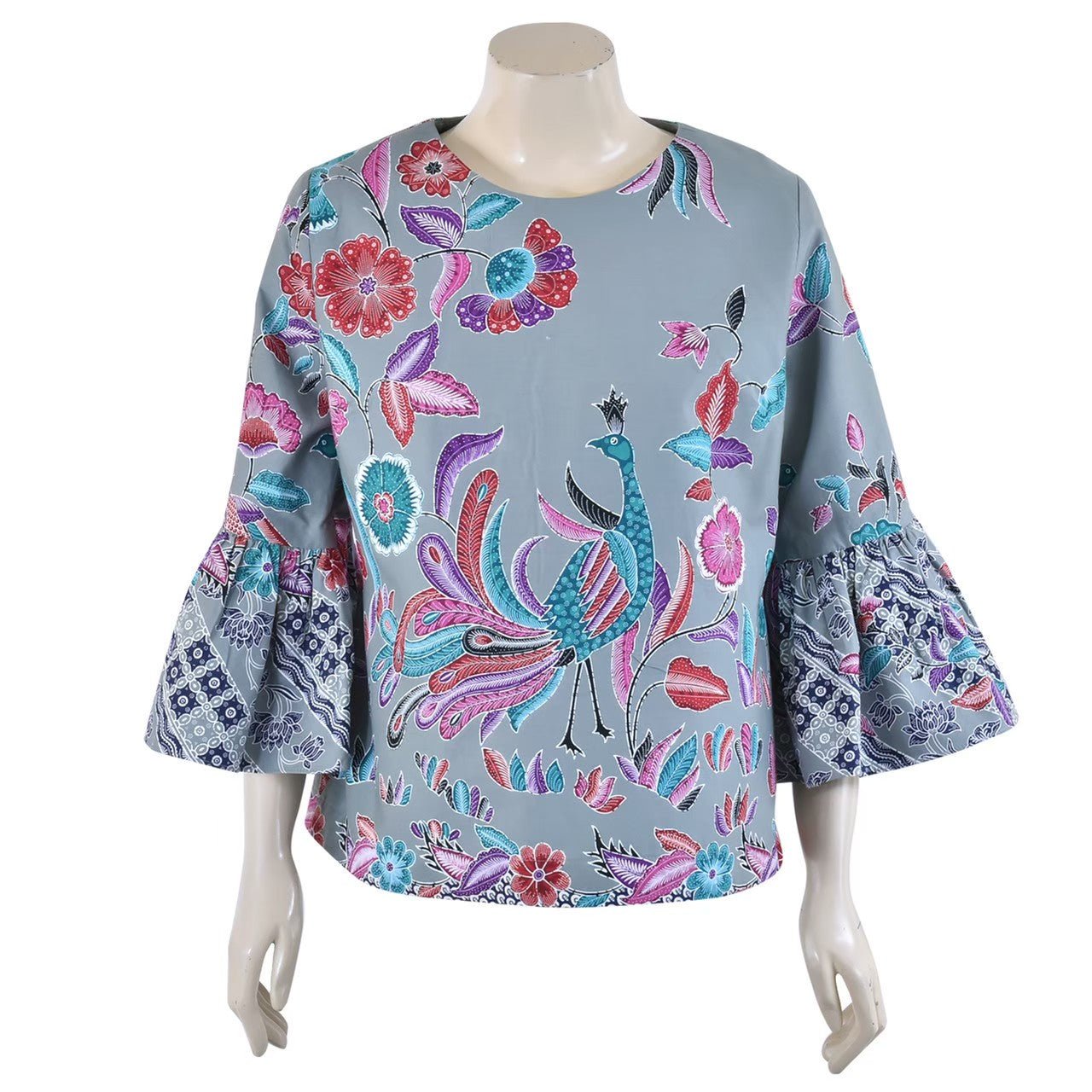 Batik Flounce Peacock Blouse - SOUTH FABRIC