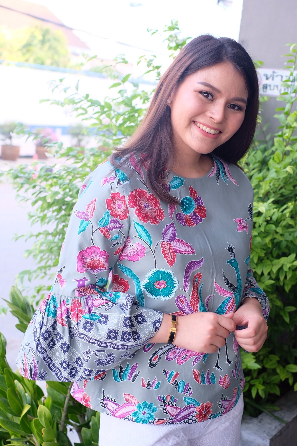 Batik Flounce Peacock Blouse - SOUTH FABRIC