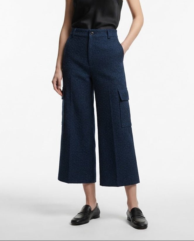 Croped Cargo Indigo Stone Pants - SIAM TEXTILE