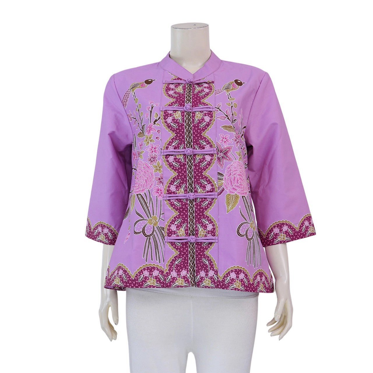 Floral Mandarin Collar Blouse - SOUTH FABRIC