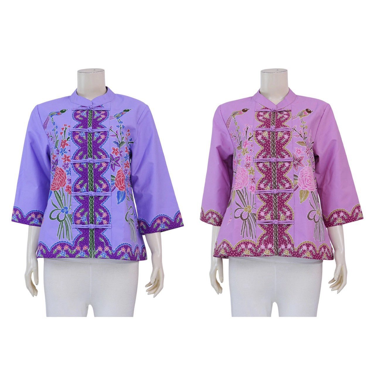 Floral Mandarin Collar Blouse - SOUTH FABRIC