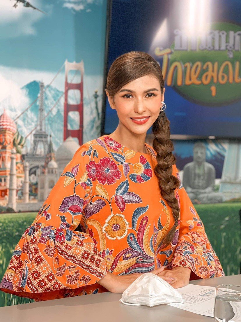 Flounce Sleeve Peacock Blouse - SOUTH FABRIC