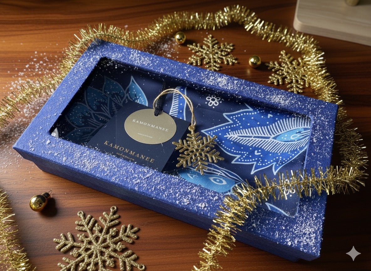 Gift Box - Scarf and Shawl Oriental Blue - KAMONMANEE