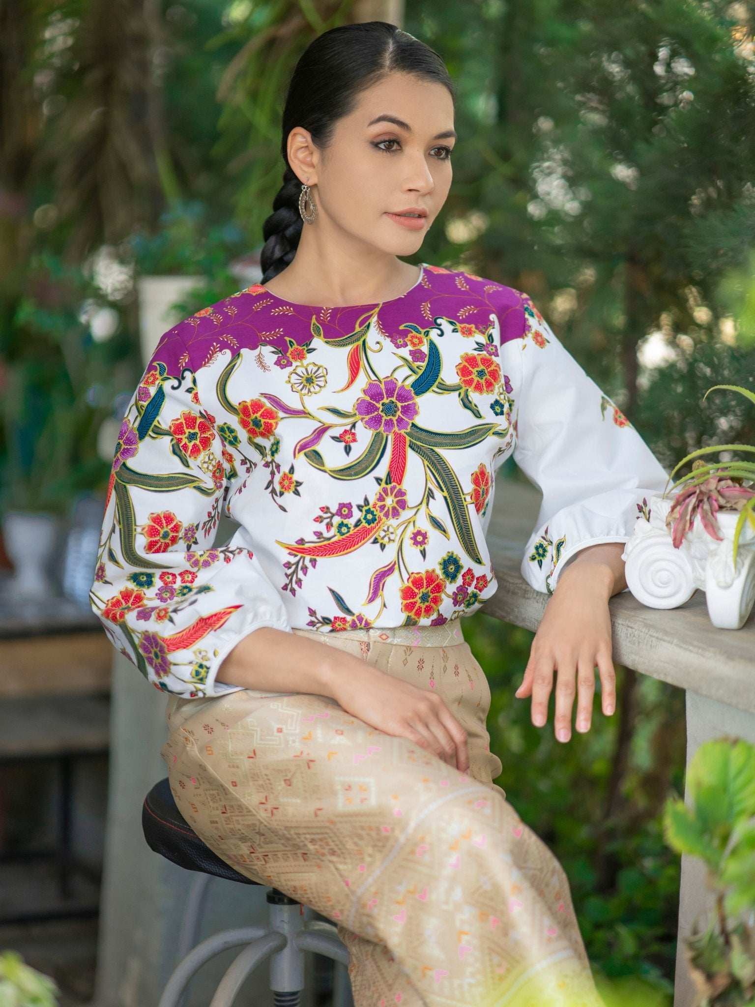 Gold Printed Batik Blouse - SOUTH FABRIC