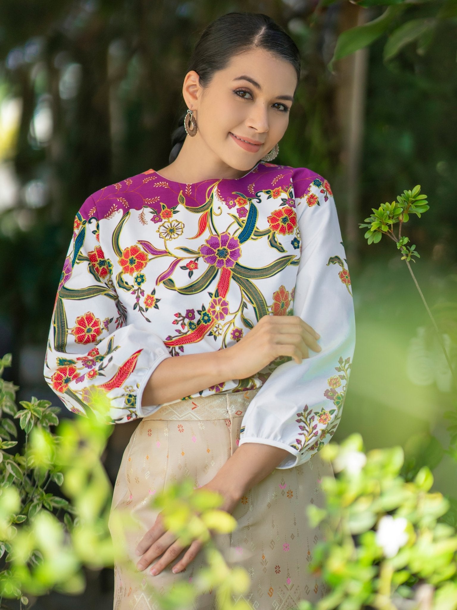 Gold Printed Batik Blouse - SOUTH FABRIC