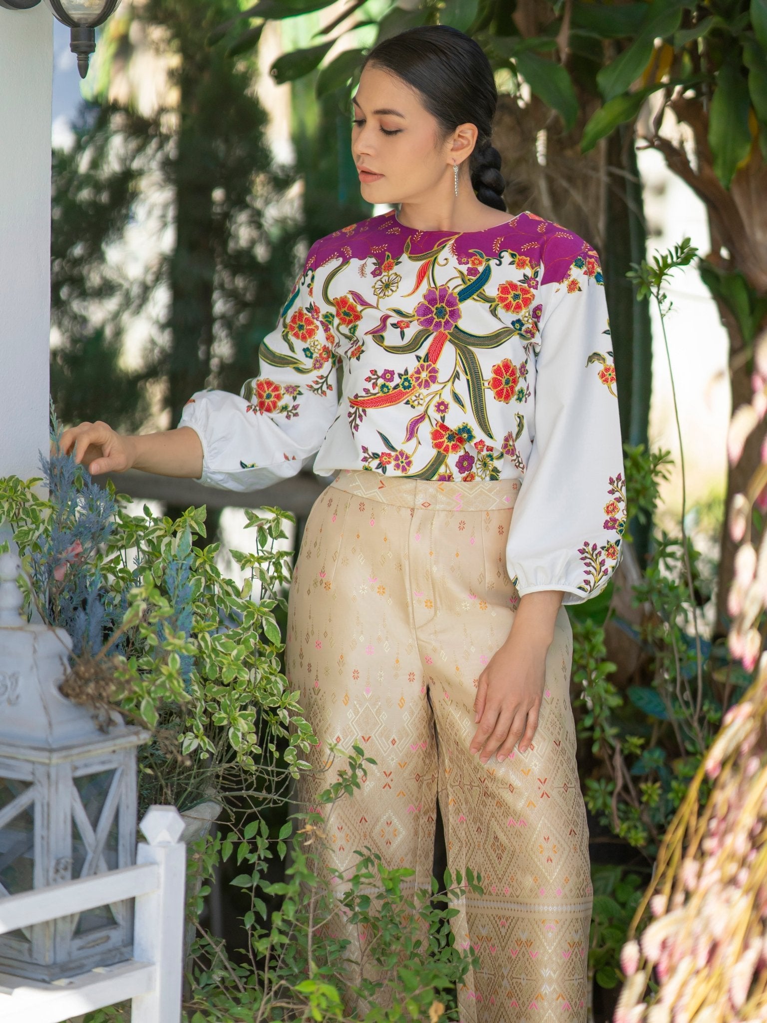 Gold Printed Batik Blouse - SOUTH FABRIC