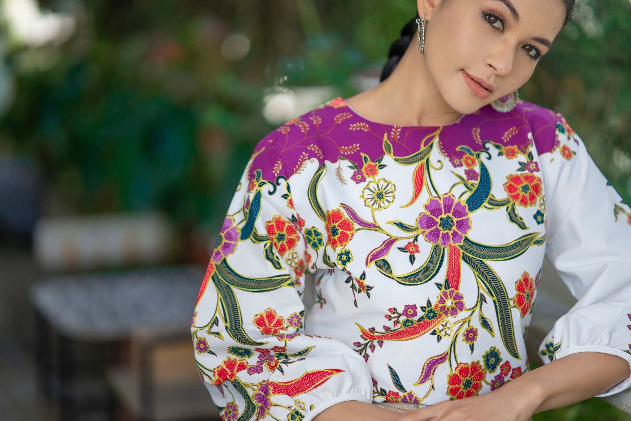 Gold Printed Batik Blouse - SOUTH FABRIC