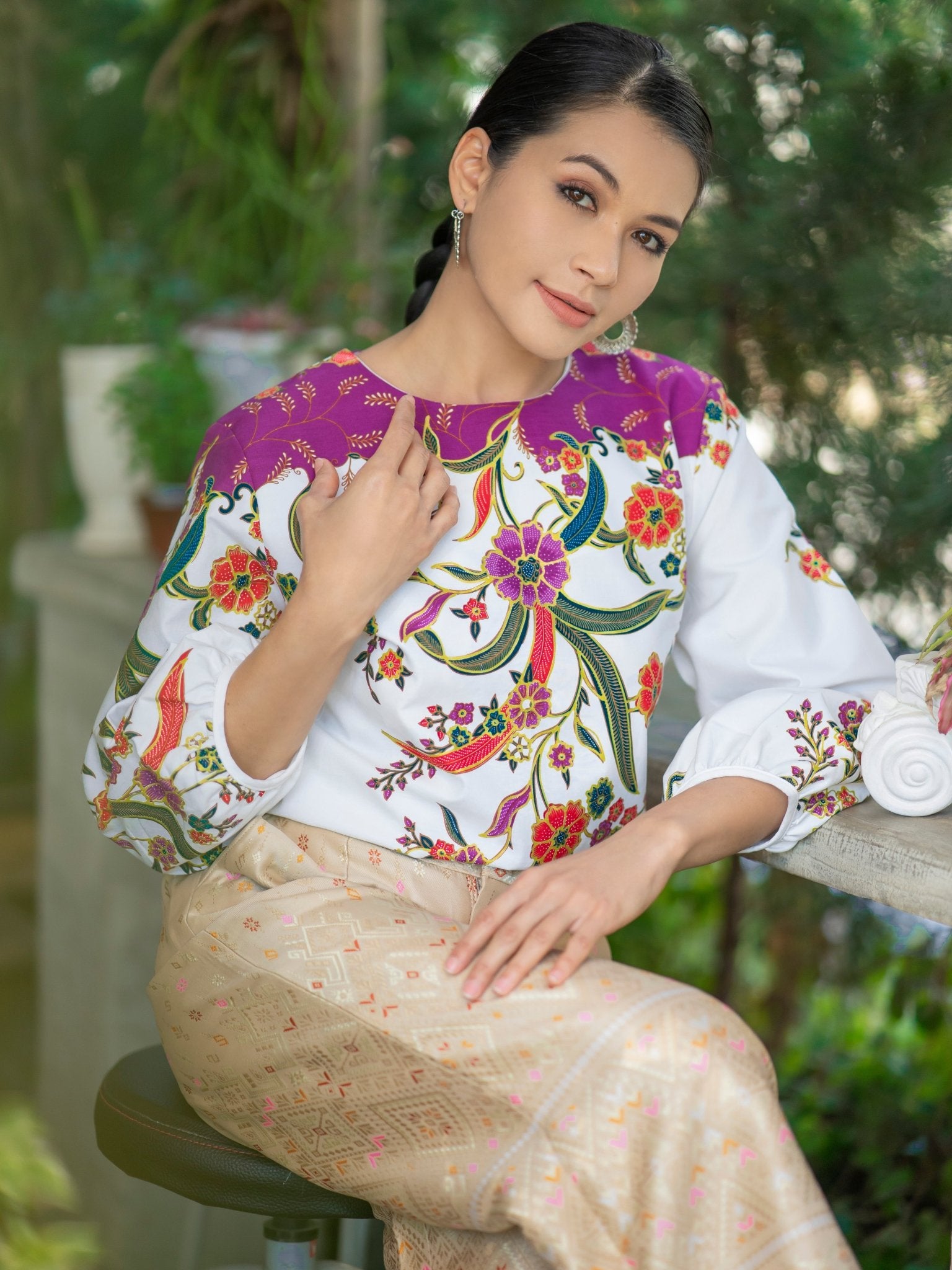 Gold Printed Batik Blouse - SOUTH FABRIC