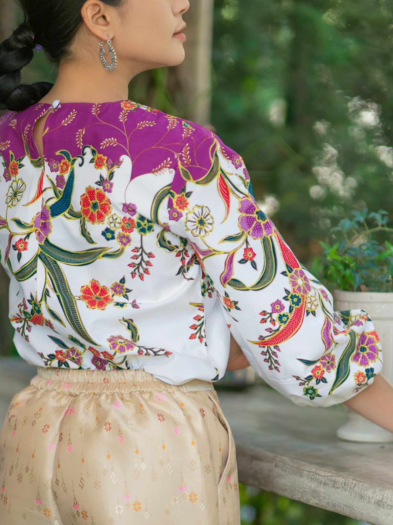 Gold Printed Batik Blouse - SOUTH FABRIC