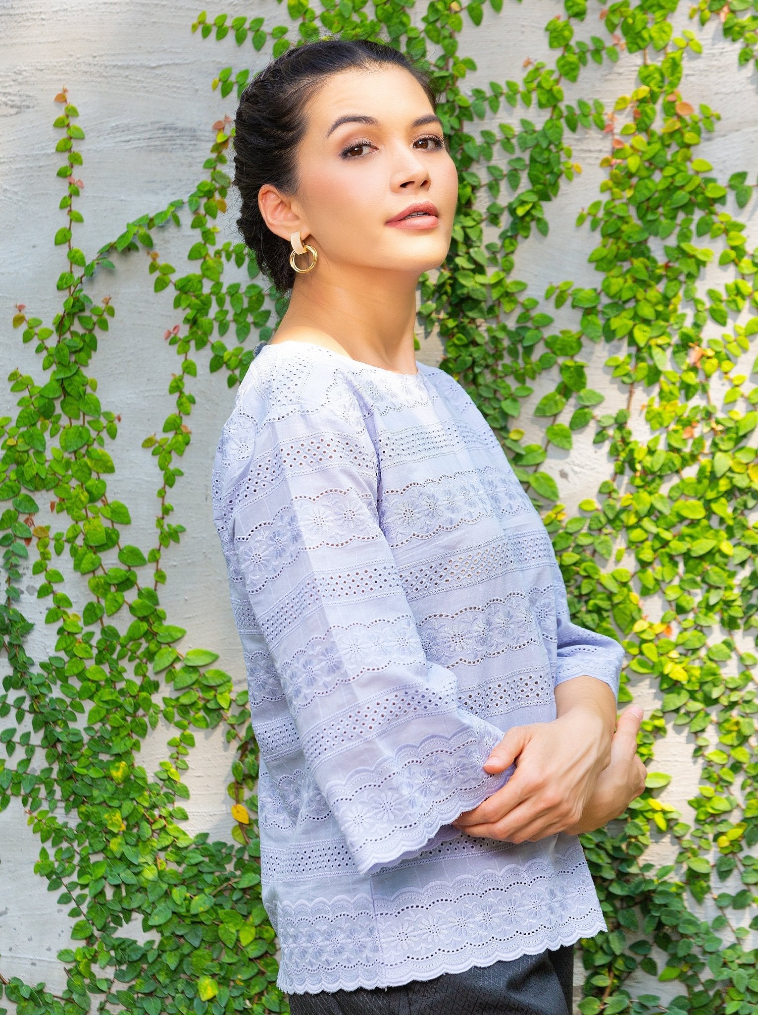 Gray Lace Signature Blouse - SOUTH FABRIC