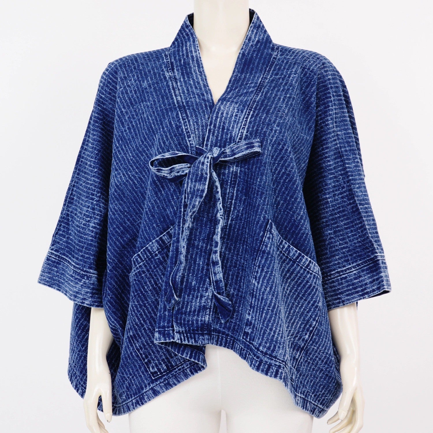 Indigo Stone Bow Blouse - SIAM TEXTILE
