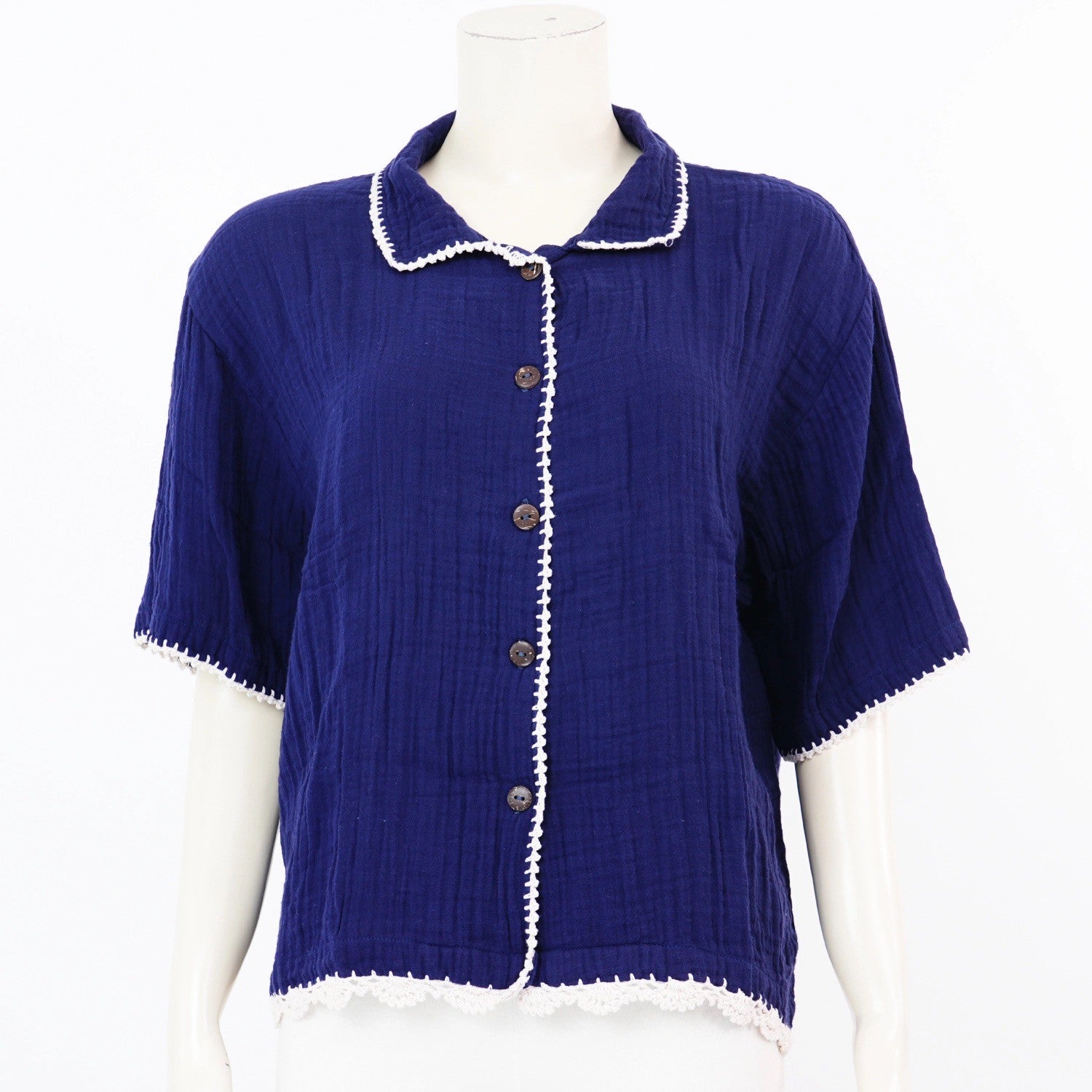 Indigo Stone Lace Tops - SIAM TEXTILE