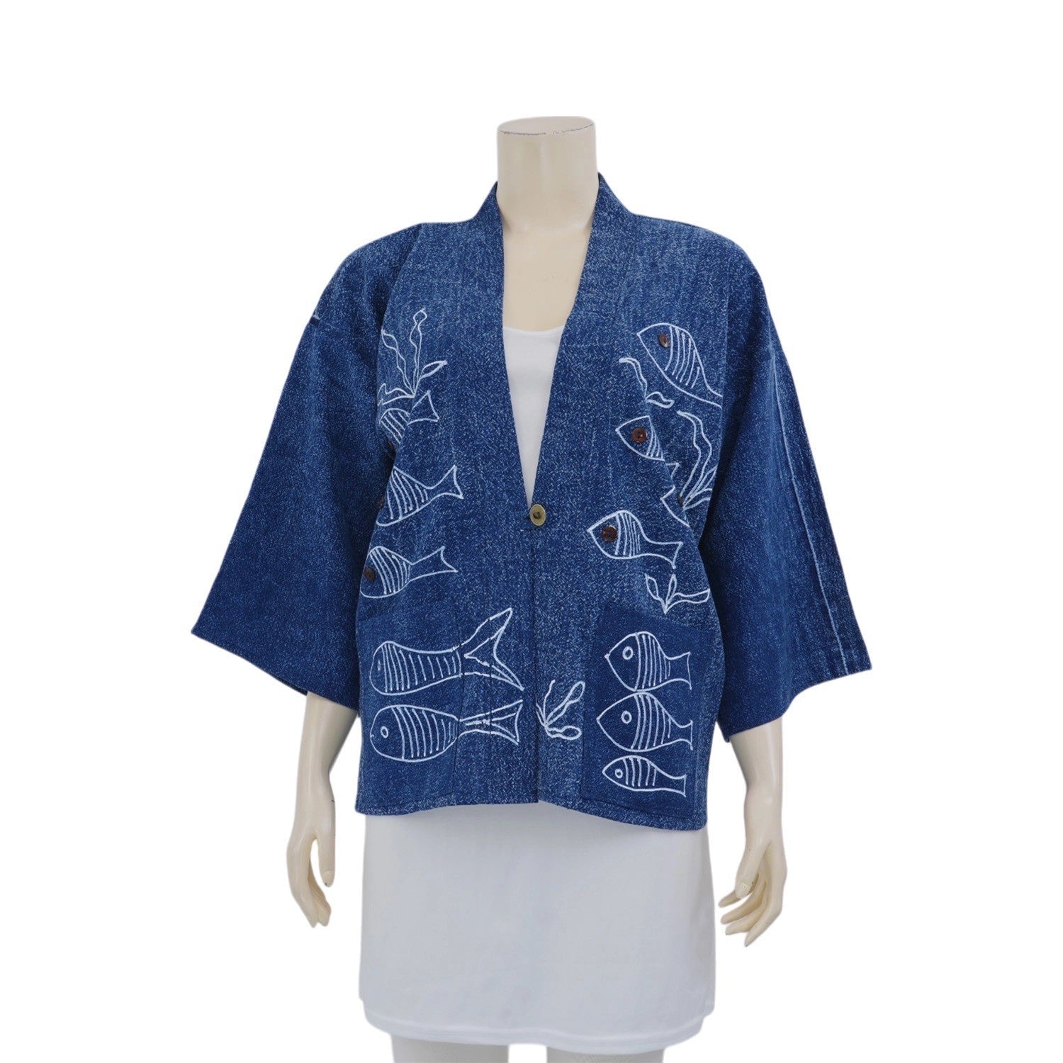 Indigo Yukata Blouse - SIAM TEXTILE