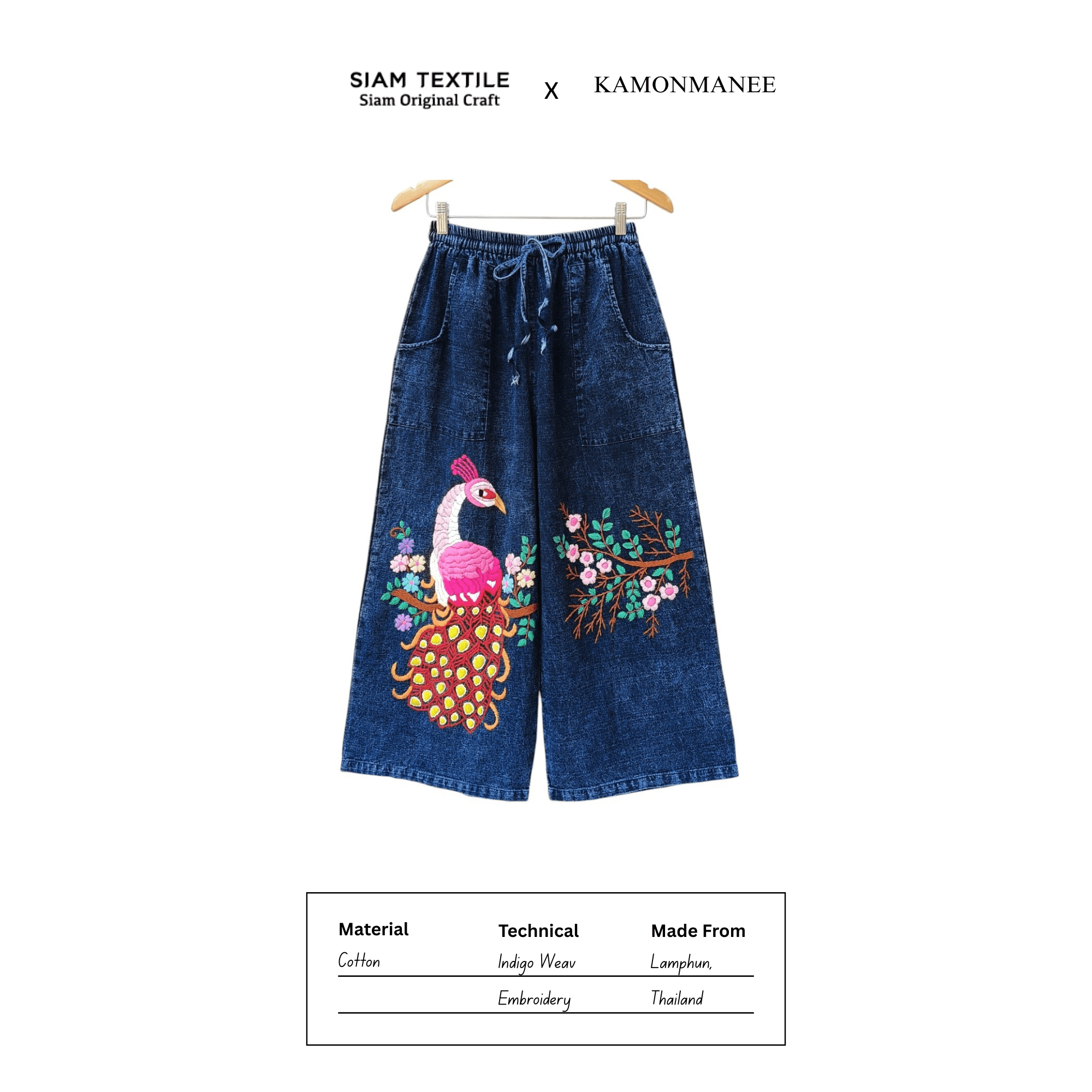 Lamphun Indigo Embroidery Pants - KAMONMANEE