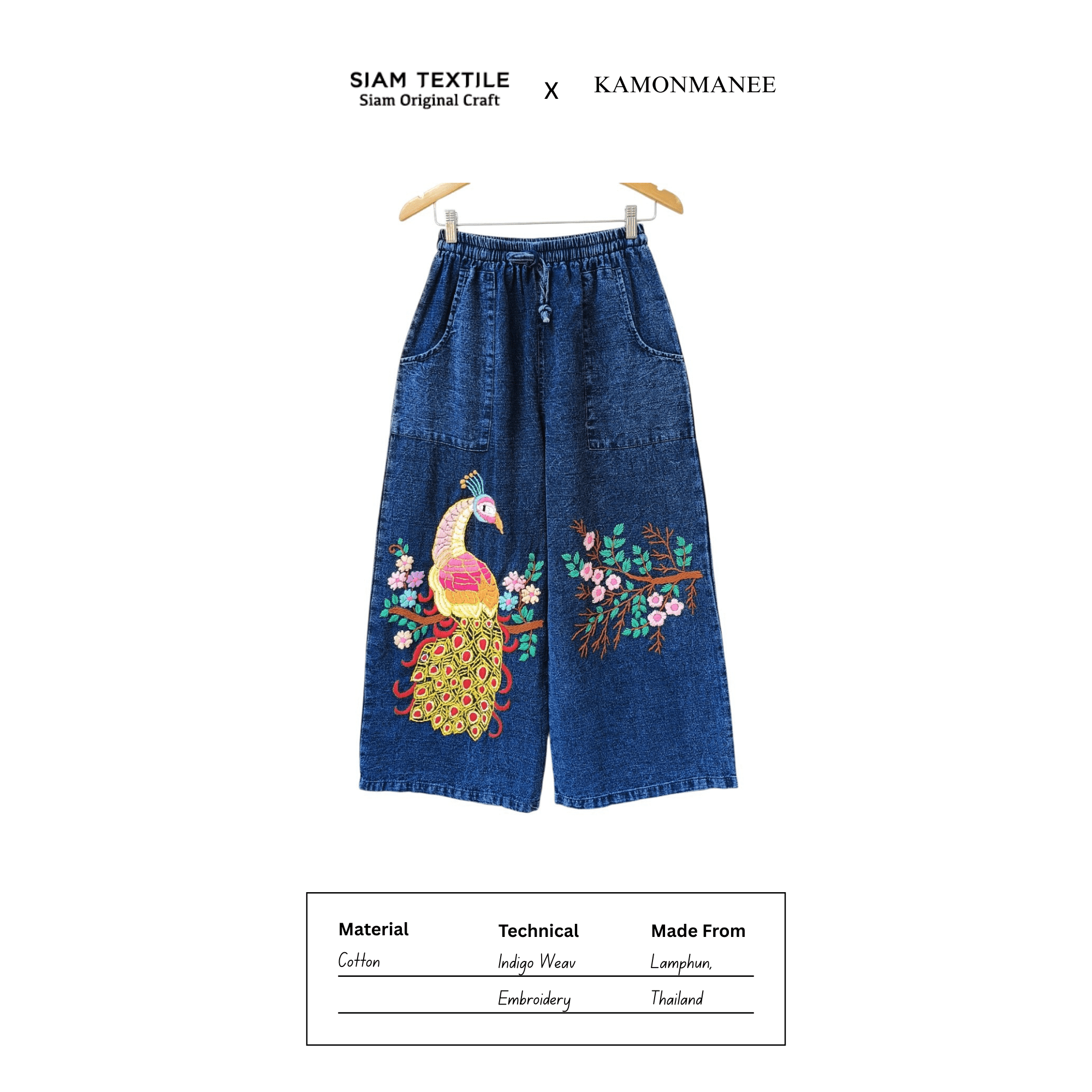 Lamphun Indigo Embroidery Pants - KAMONMANEE