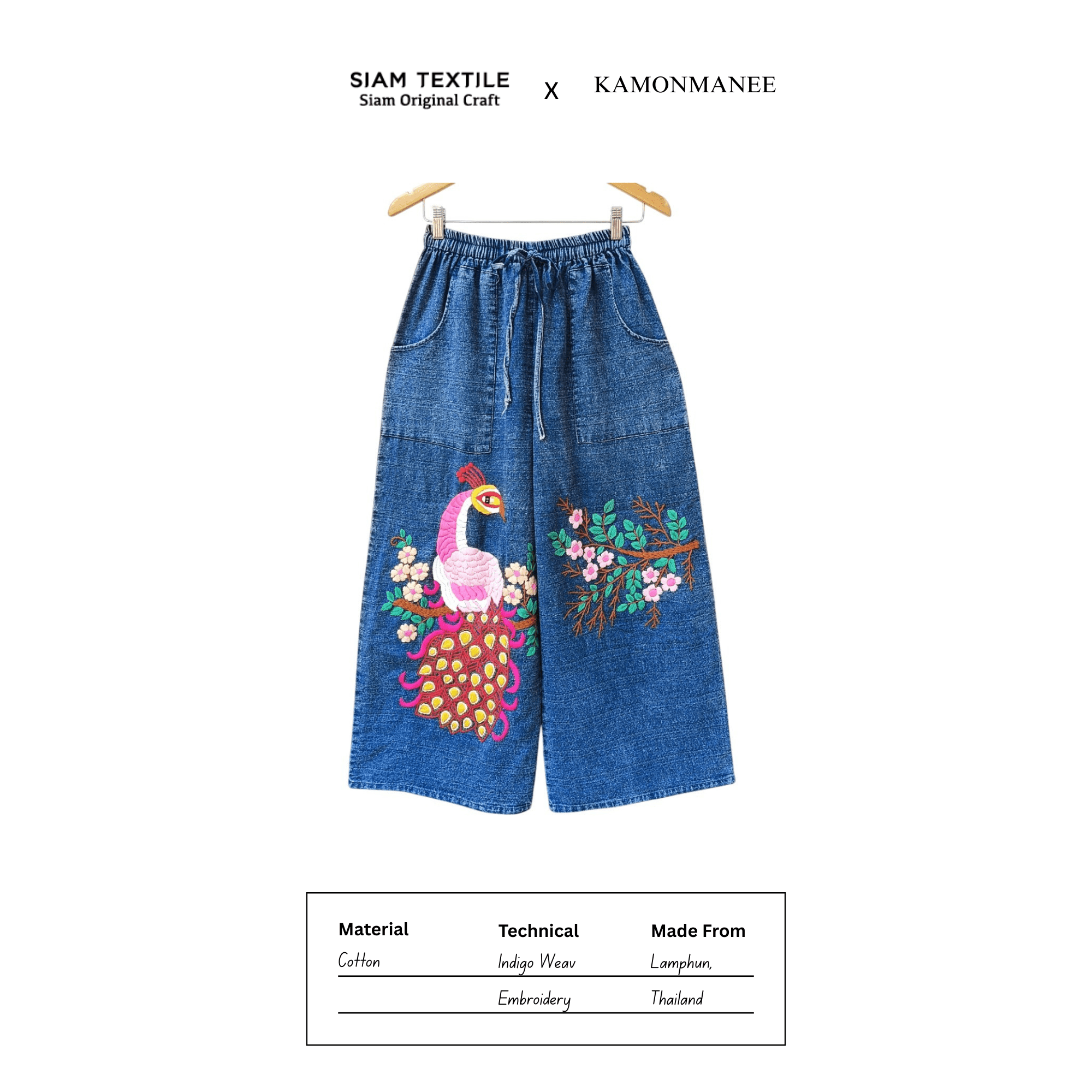 Lamphun Indigo Embroidery Pants - KAMONMANEE