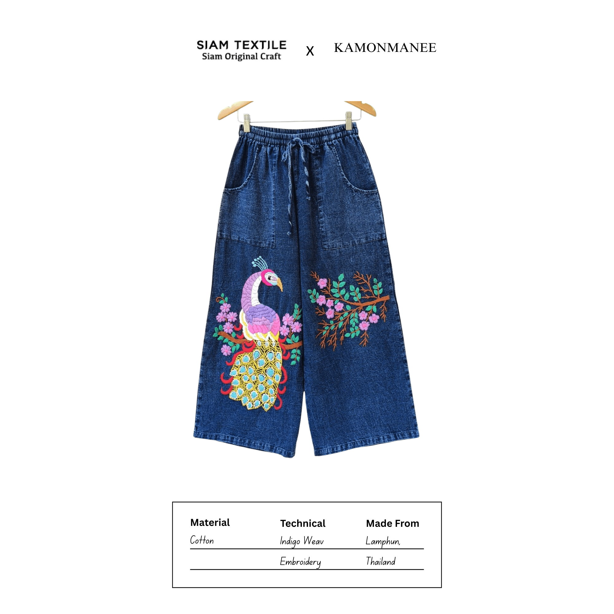 Lamphun Indigo Embroidery Pants - KAMONMANEE