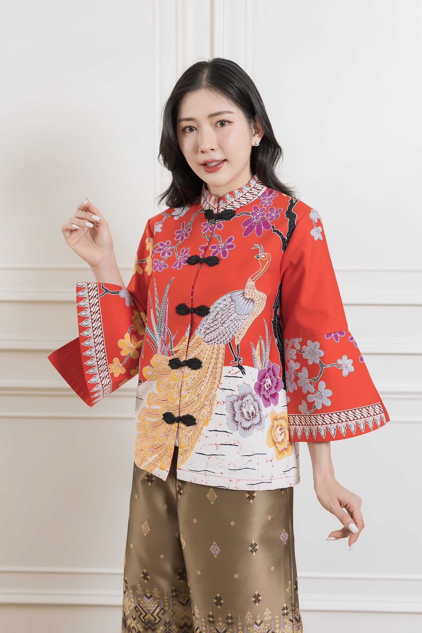 Lucky Peacock Chinese Blouse - SOUTH FABRIC