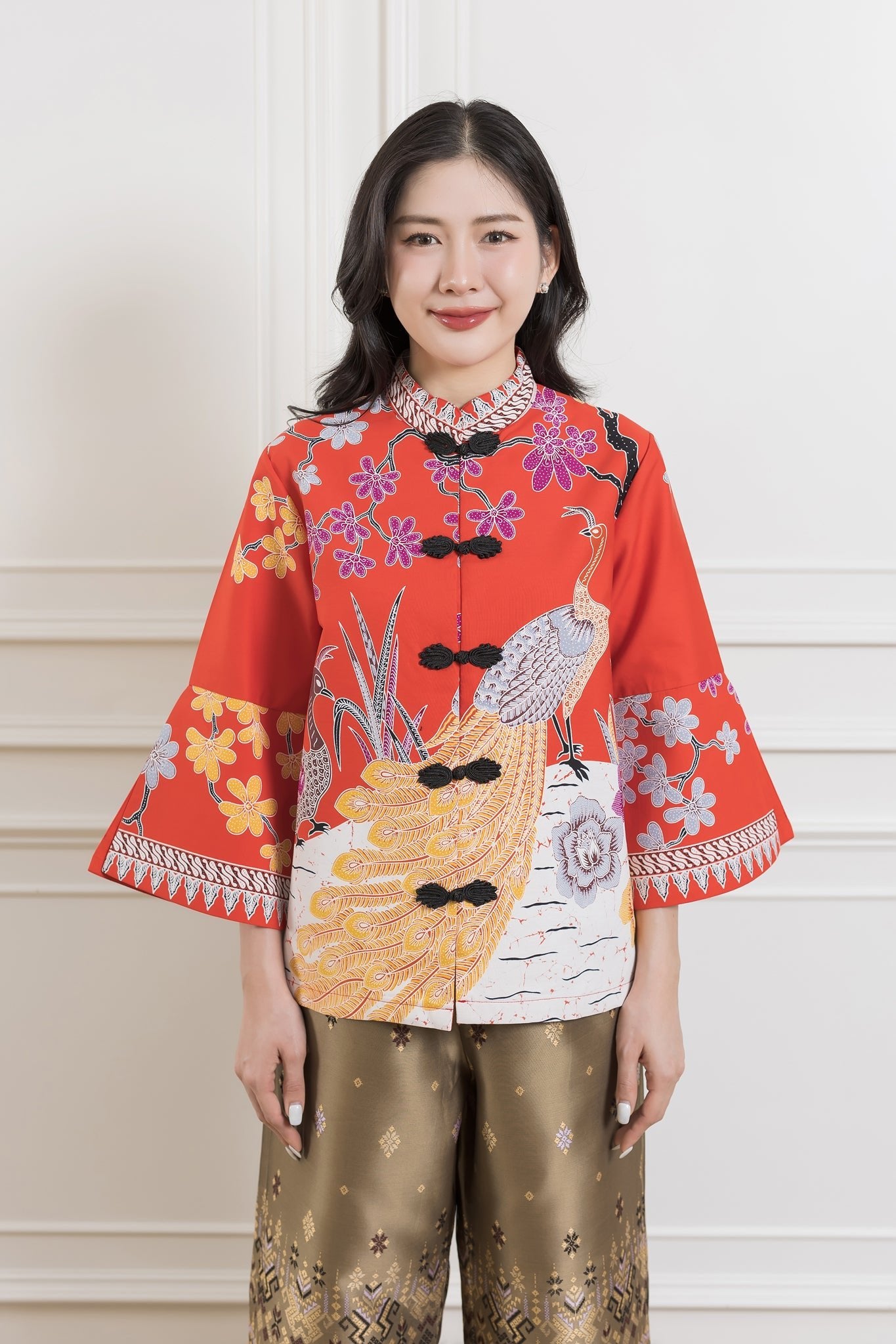 Lucky Peacock Chinese Blouse - SOUTH FABRIC