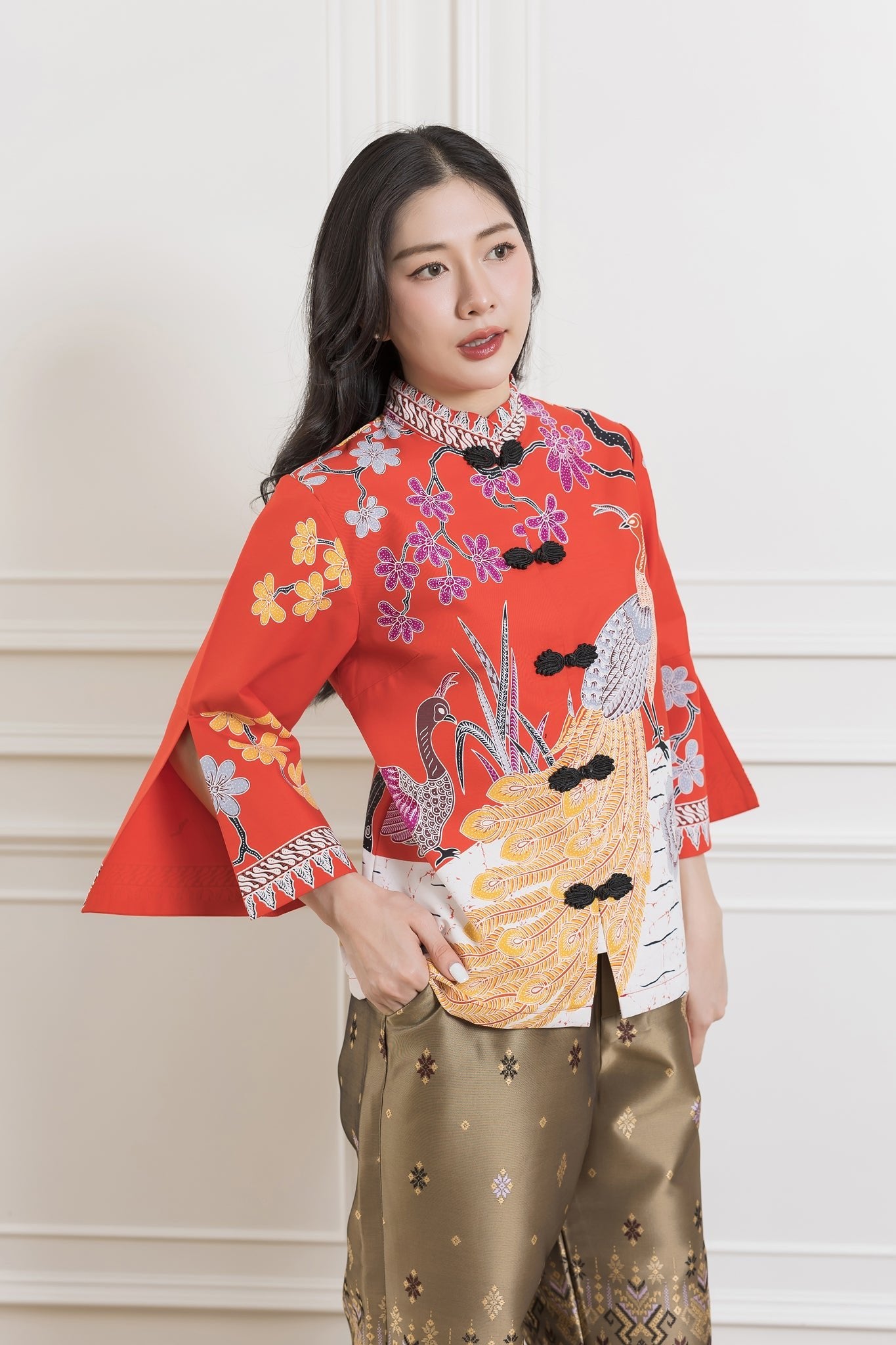 Lucky Peacock Chinese Blouse - SOUTH FABRIC