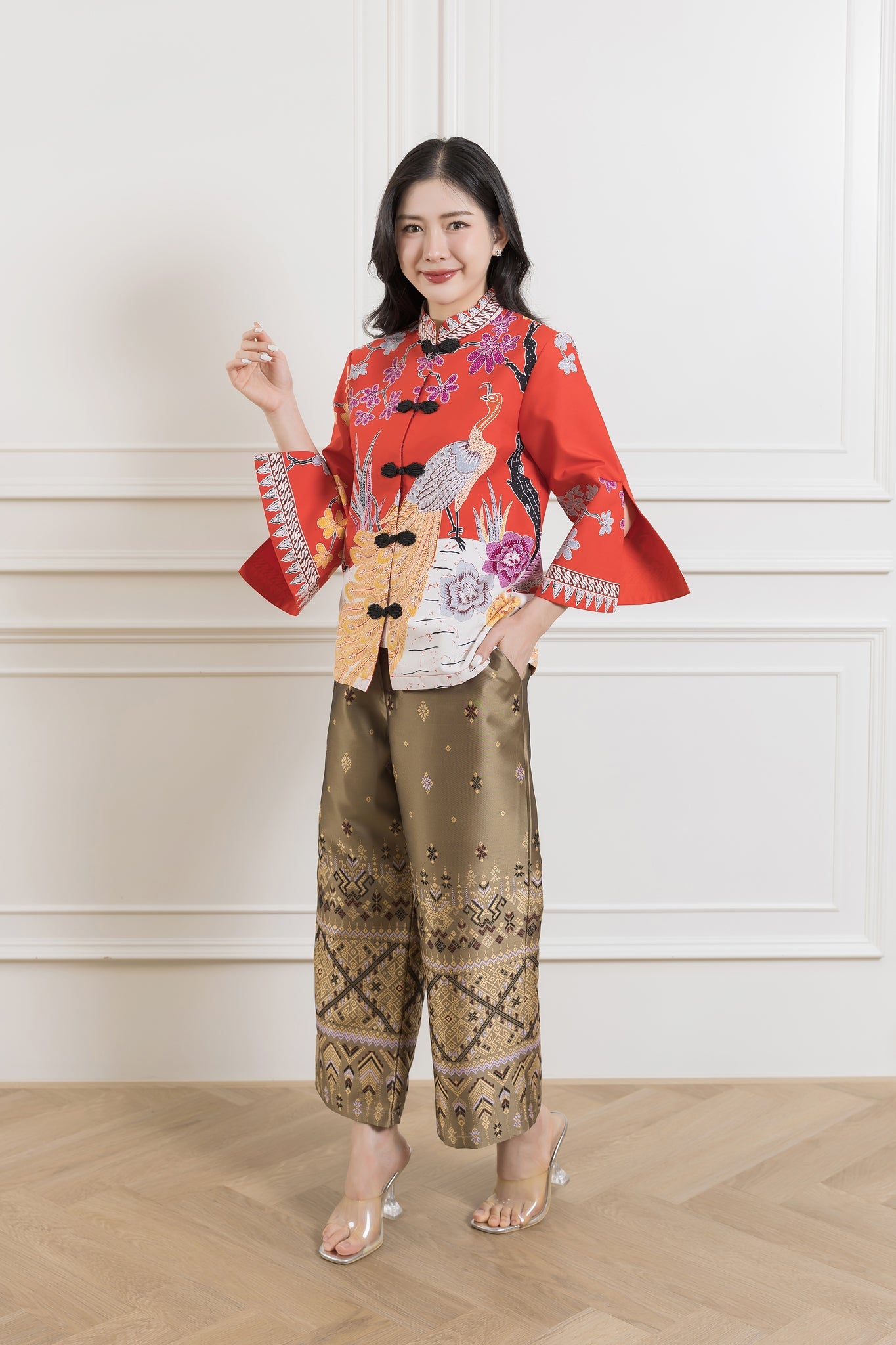 Lucky Peacock Chinese Blouse - SOUTH FABRIC