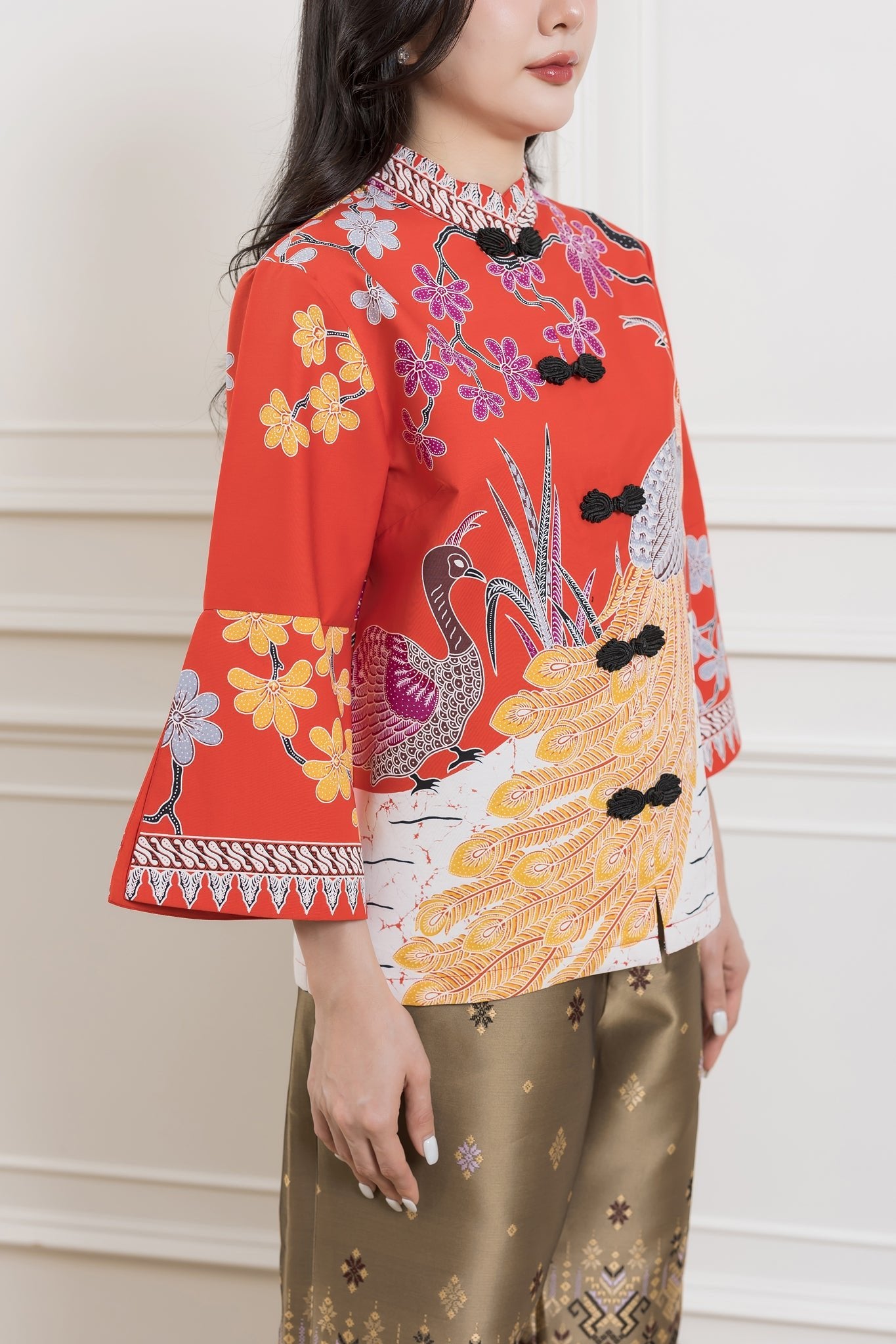 Lucky Peacock Chinese Blouse - SOUTH FABRIC