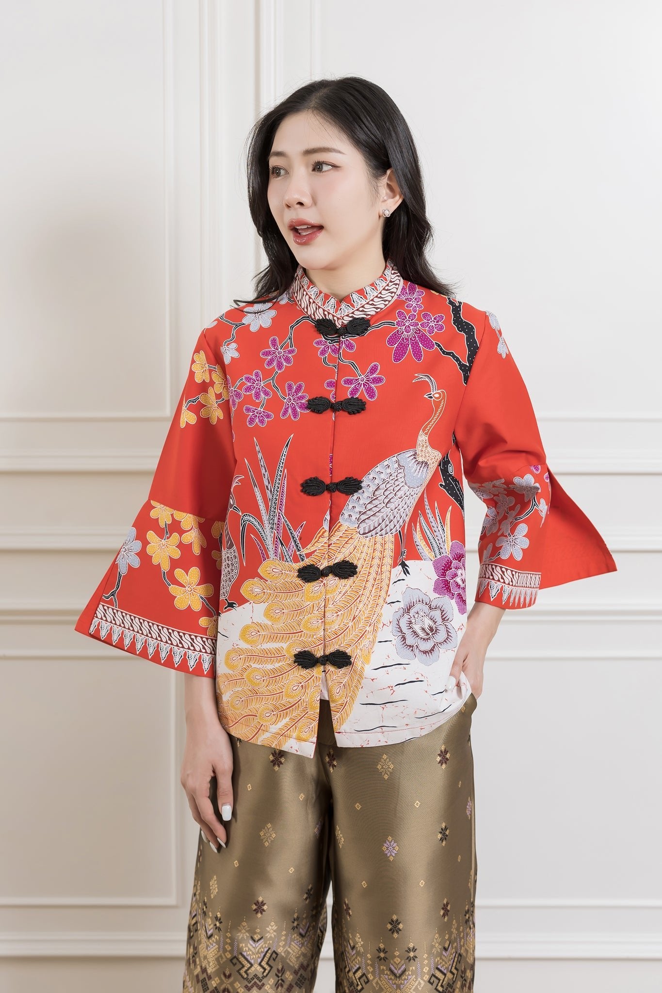 Lucky Peacock Chinese Blouse - SOUTH FABRIC