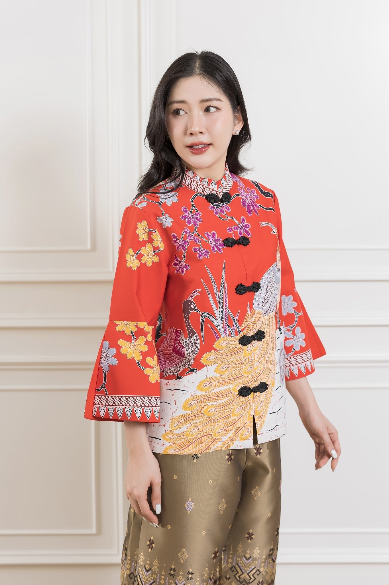 Lucky Peacock Chinese Blouse - SOUTH FABRIC