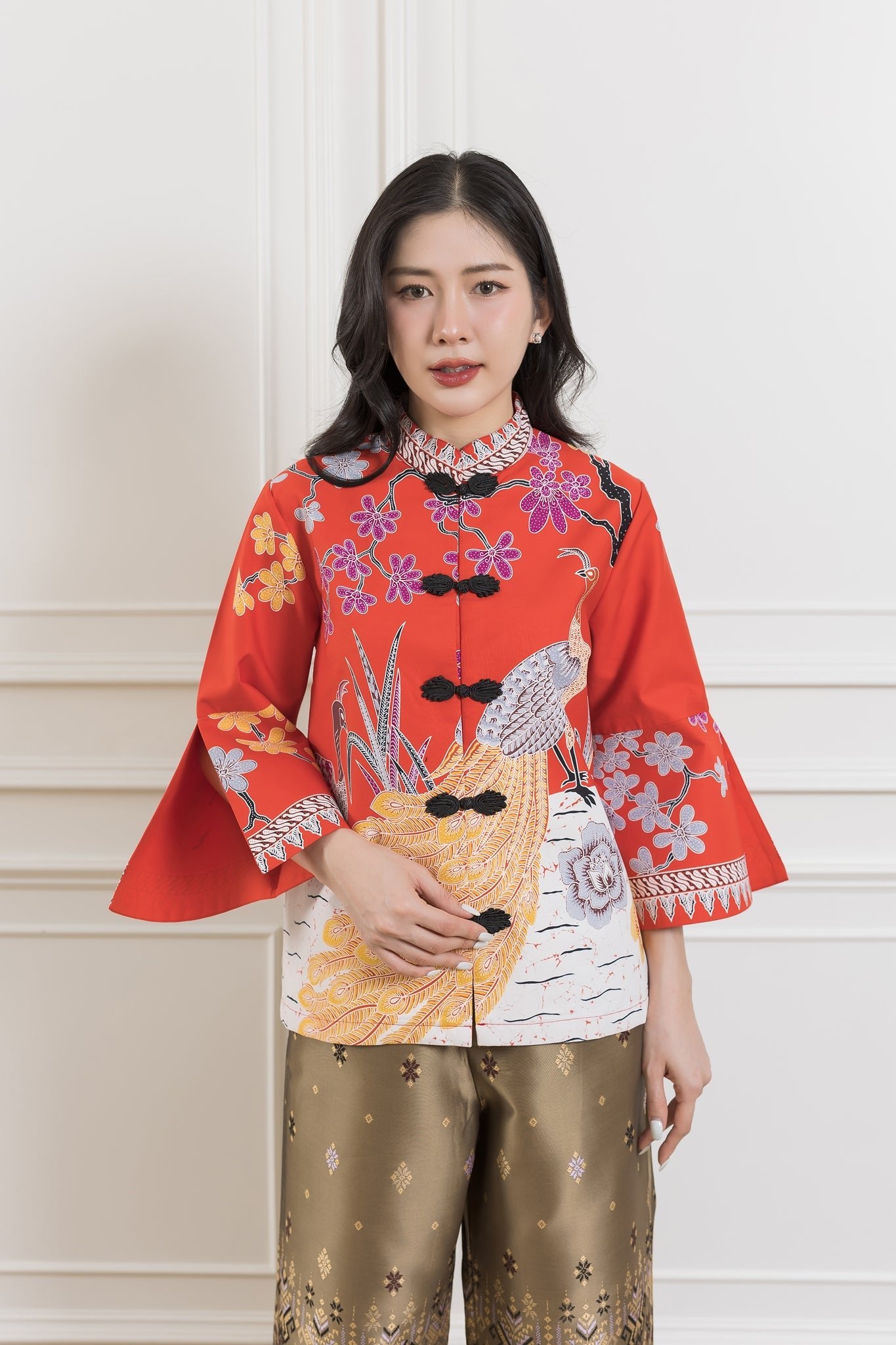 Lucky Peacock Chinese Blouse - SOUTH FABRIC
