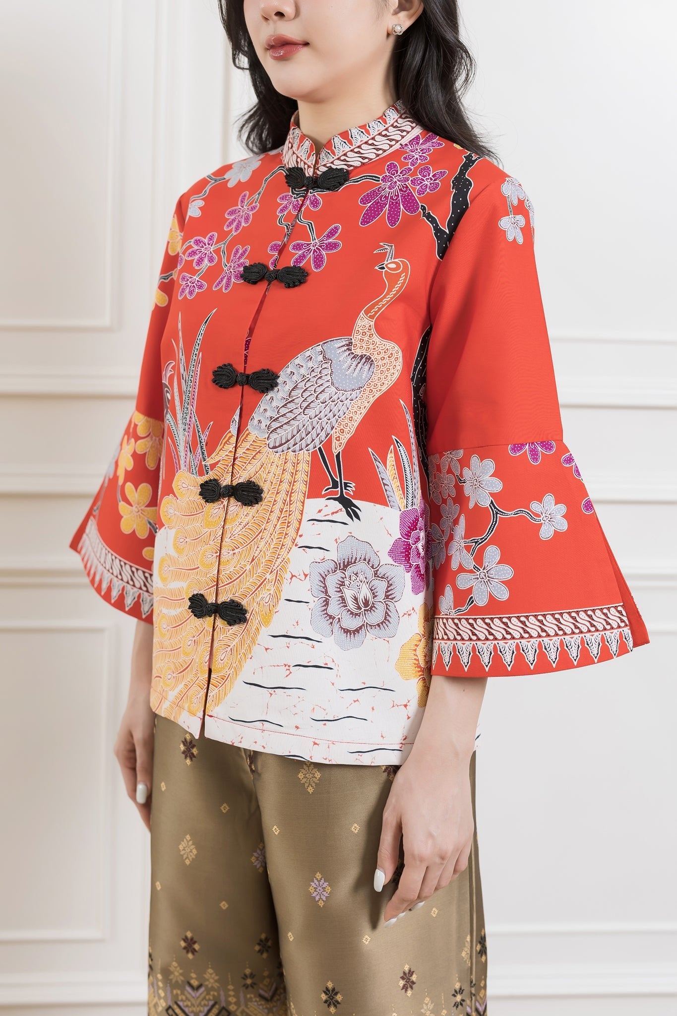 Lucky Peacock Chinese Blouse - SOUTH FABRIC