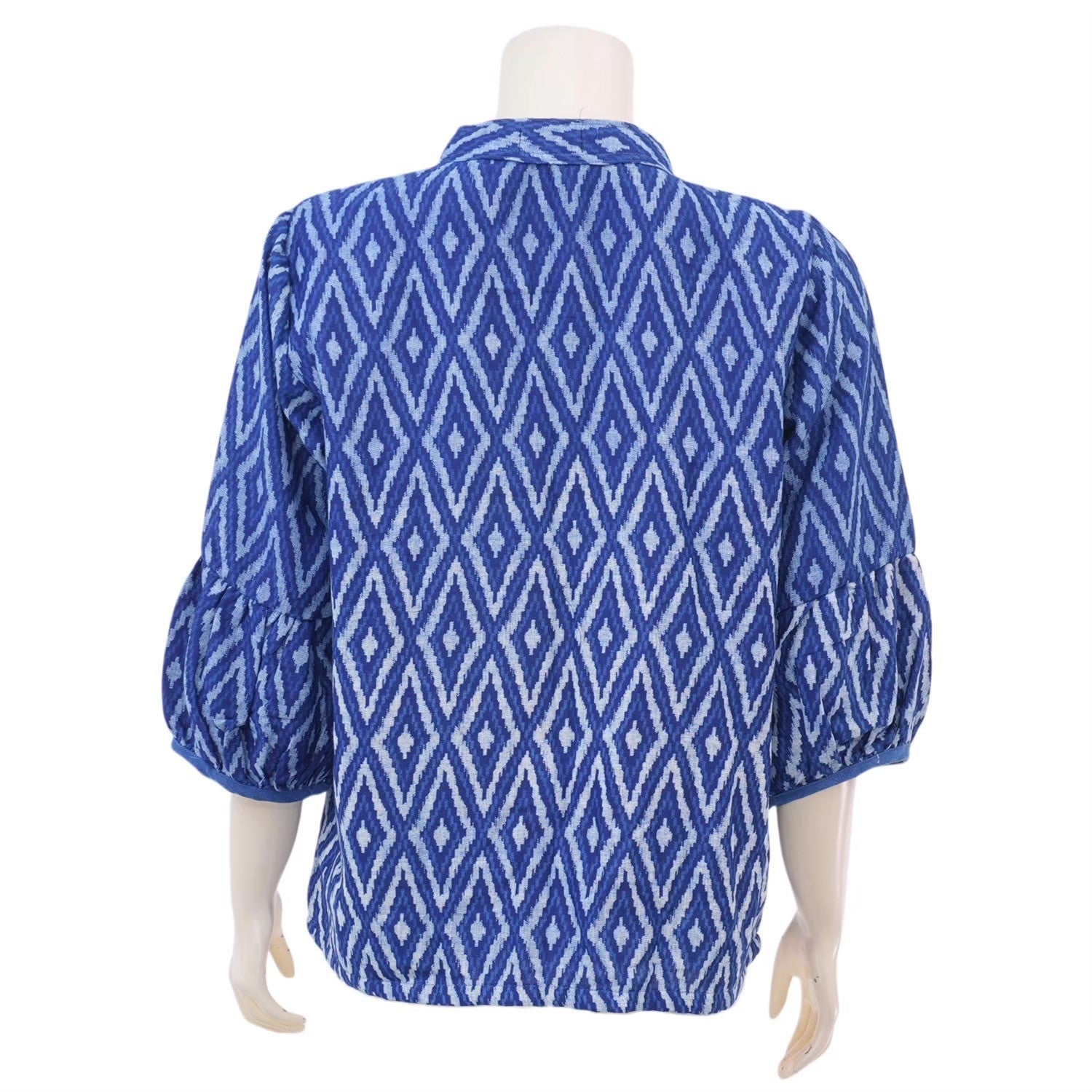 Mandarin Collar Puff Sleeve Blouse - SIAM TEXTILE