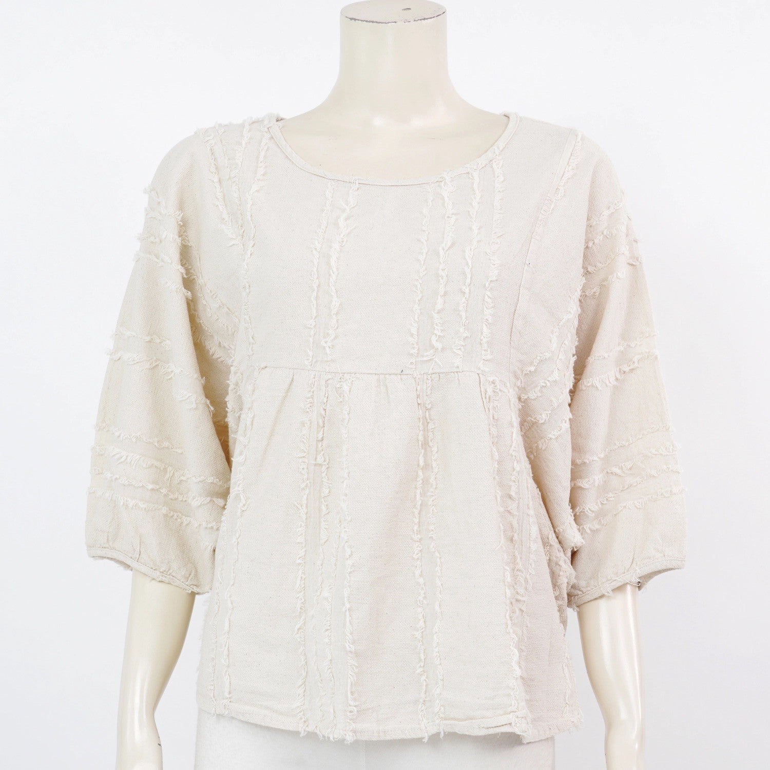 Natural Ruffle Blouse - SIAM TEXTILE