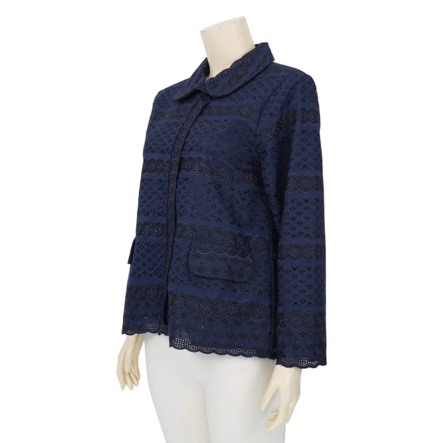 Navy Lace Signature Blouse - SOUTH FABRIC