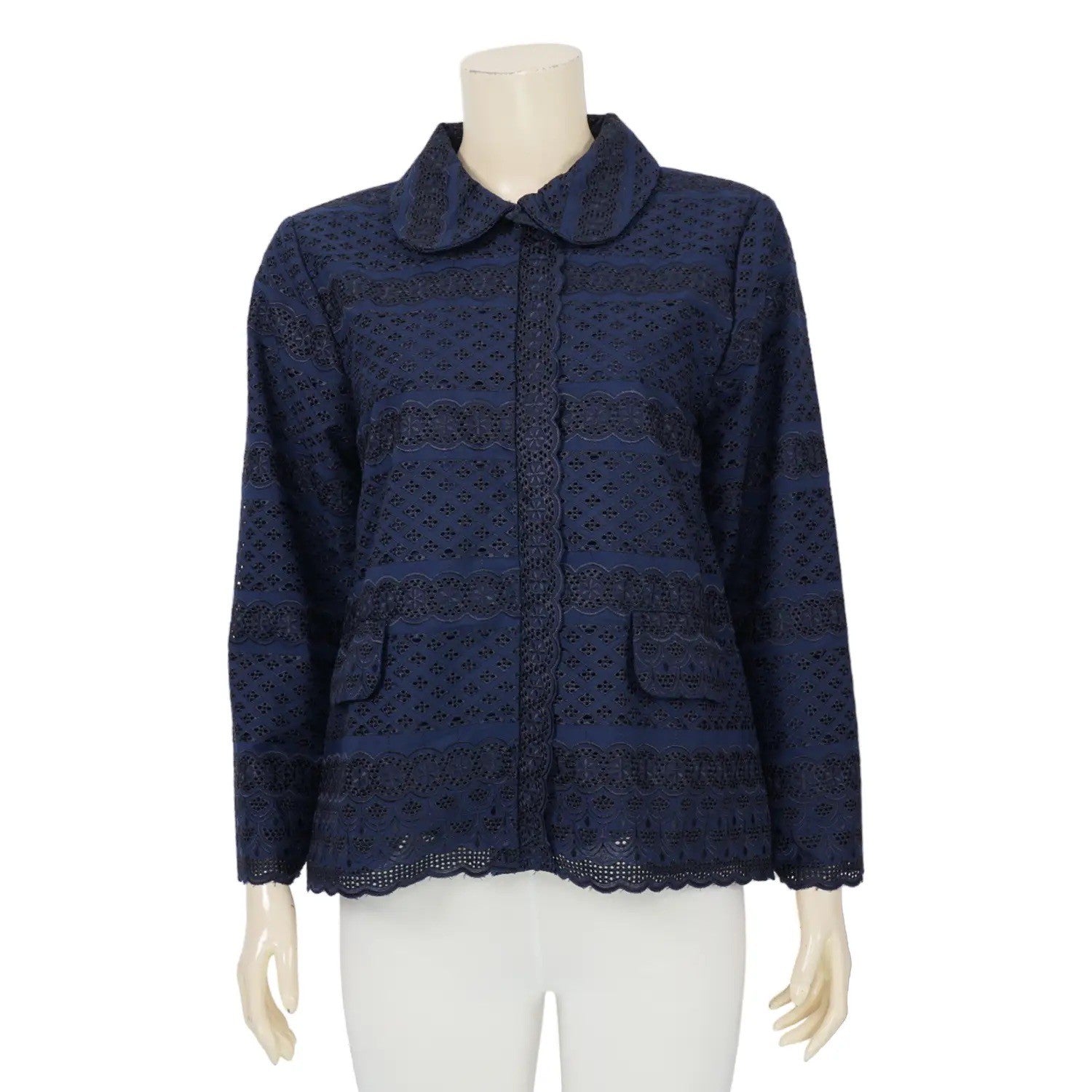 Navy Lace Signature Blouse - SOUTH FABRIC