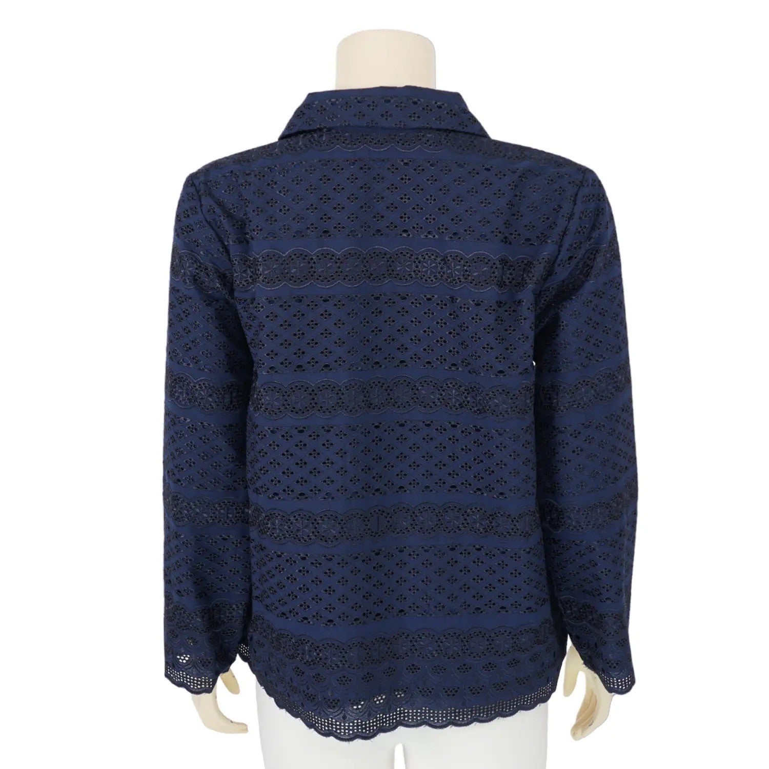 Navy Lace Signature Blouse - SOUTH FABRIC