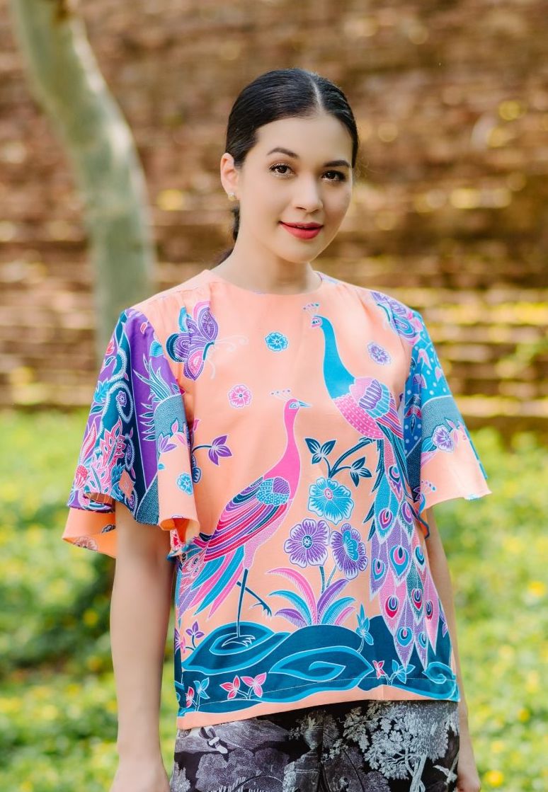 Orange Butterfly Peacock Blouse - SOUTH FABRIC