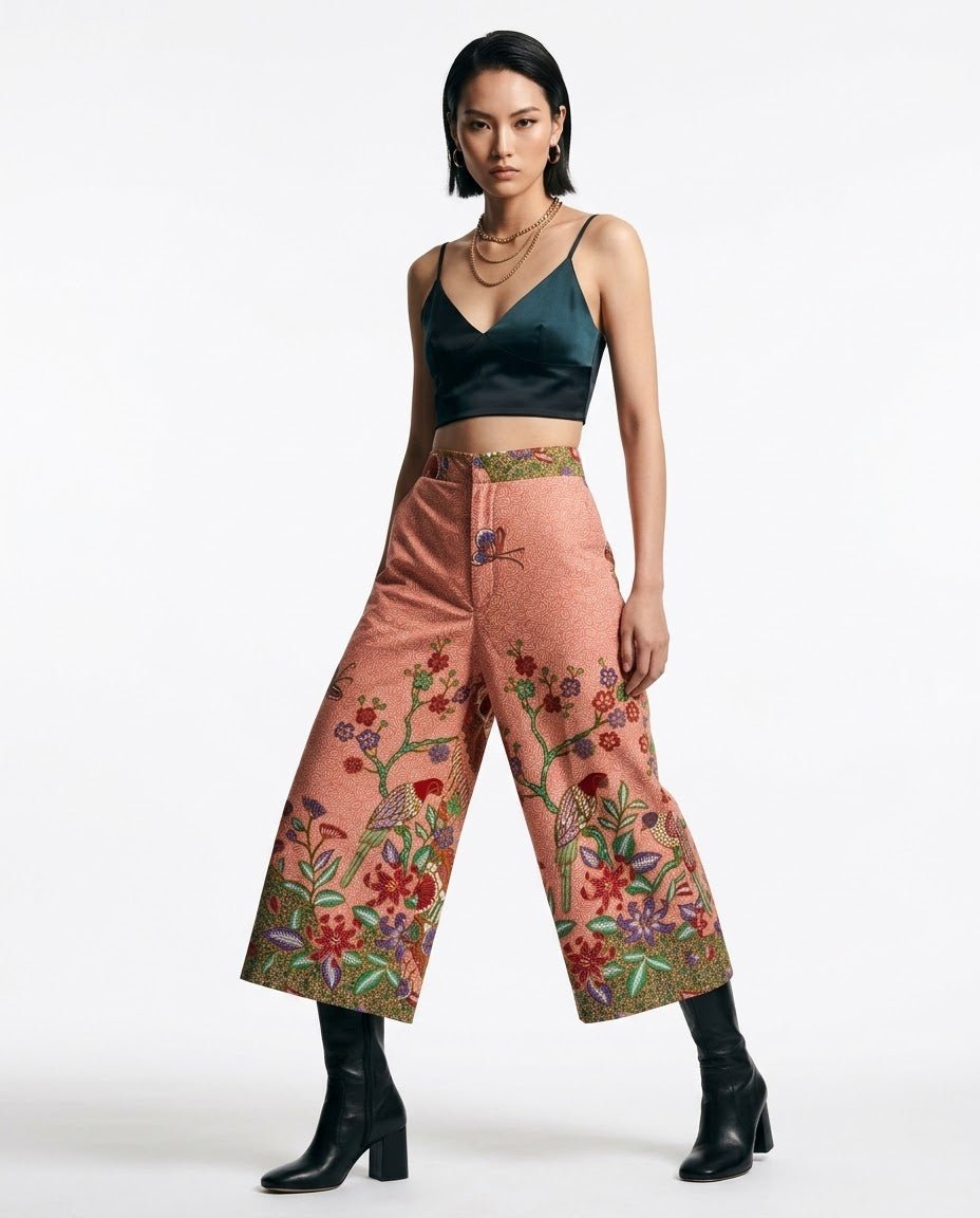 Orange Parrot Batik Culottes Pants - SOUTH FABRIC