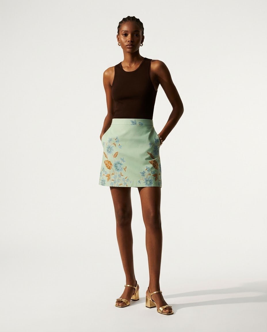 Pastel Peony Batik Short Skirts - SOUTH FABRIC