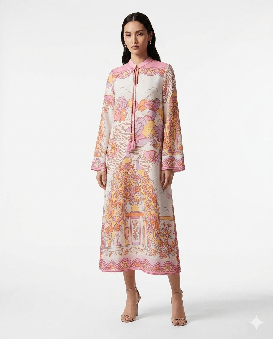 Peacock Chiffon Boho Dress - BALC