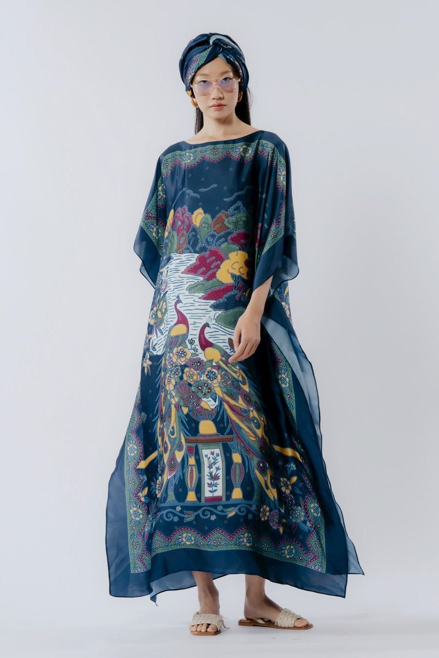 Peacock Satin Mumu Dress - BALC